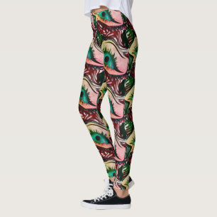 Legging DESENHAR MODERN-abstrato, mosaico cor-de-rosa-verd