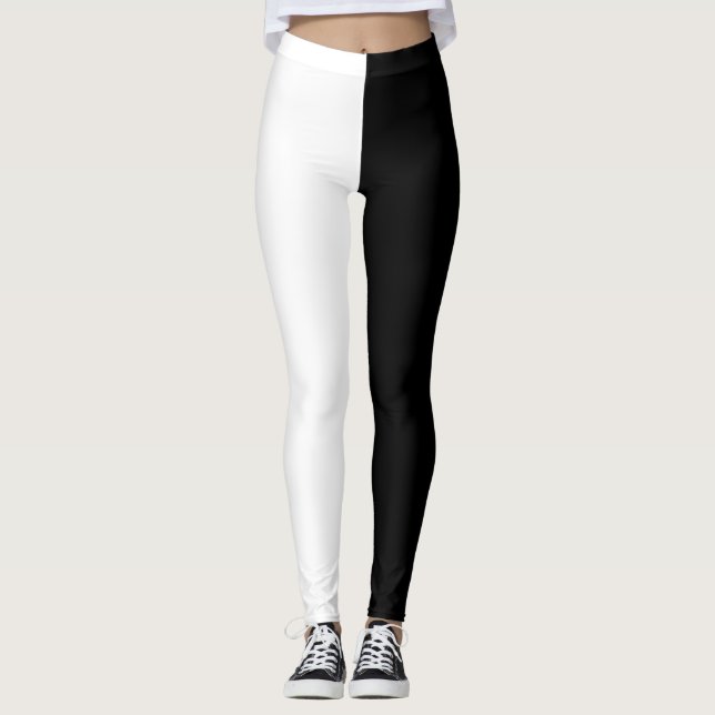 Legging Desenhista branco parcialmente preto (Frente)