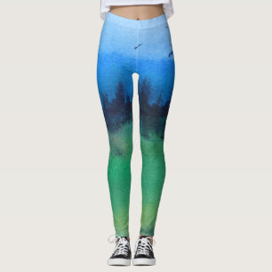 Legging desenho abstrato contemporâneo de paisagem colori