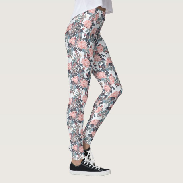 Legging Desenho Abstrato de Rosa Pêssego (Direita)