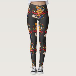 Legging Desenho animado de croissant correndo para a linha