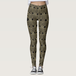 Legging Desenho Art Déco Dourado e Preto