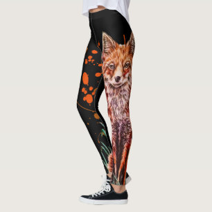 Legging Desenho da arte animal vermelha do Fox e da