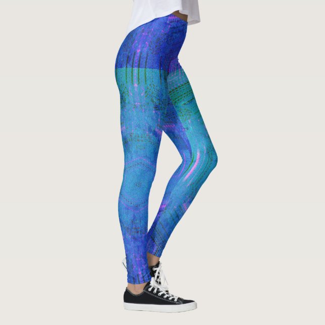 Legging Desenho de abstrato MODERN em mosaico azul-esverde (Direita)
