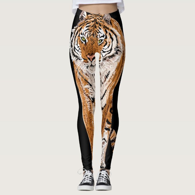 Legging Desenho de Bengala Tiger: Impressão em Animais Vin (Frente)