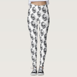 Legging Desenho de Caveira e Rosas