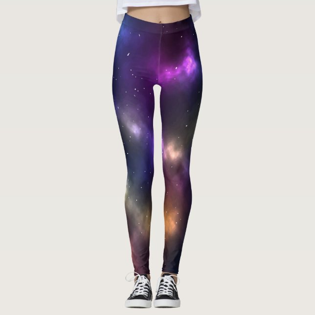 Legging Desenho de Constelações do Espaço Cósmico Abstrato (Frente)