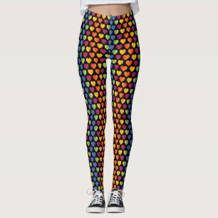 Legging Desenho de Coração Arco-Íris Minimalista Elegante