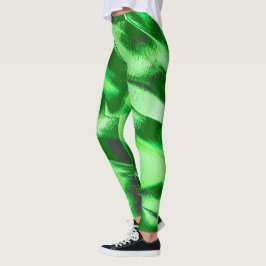 Legging Desenho de dunas verdes metálicas grossas