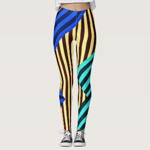Legging Desenho de Fusão de Faixa Chevron Elétrica