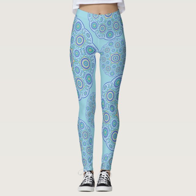 Legging Desenho de Mandala Azul (Frente)