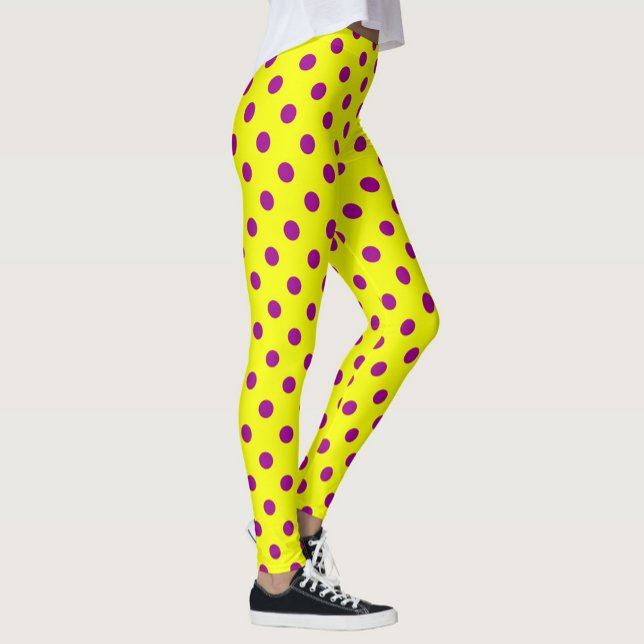 Legging Desenho de padrão de bolinhas amarelas e roxas  (Criador carregado)