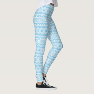 Legging Desenho de Padrão de Mandala Azul Claro