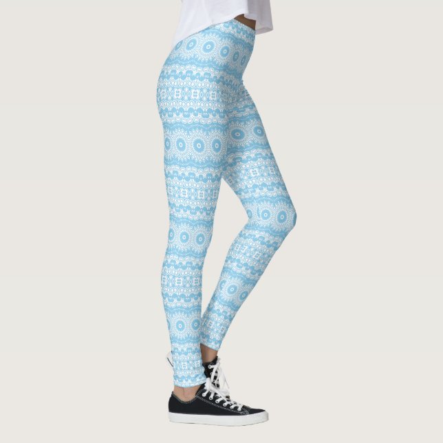 Legging Desenho de Padrão de Mandala Azul Claro (Direita)