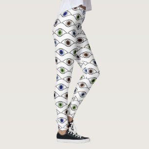 Legging Desenho de Padrão de Olhos Coloridos
