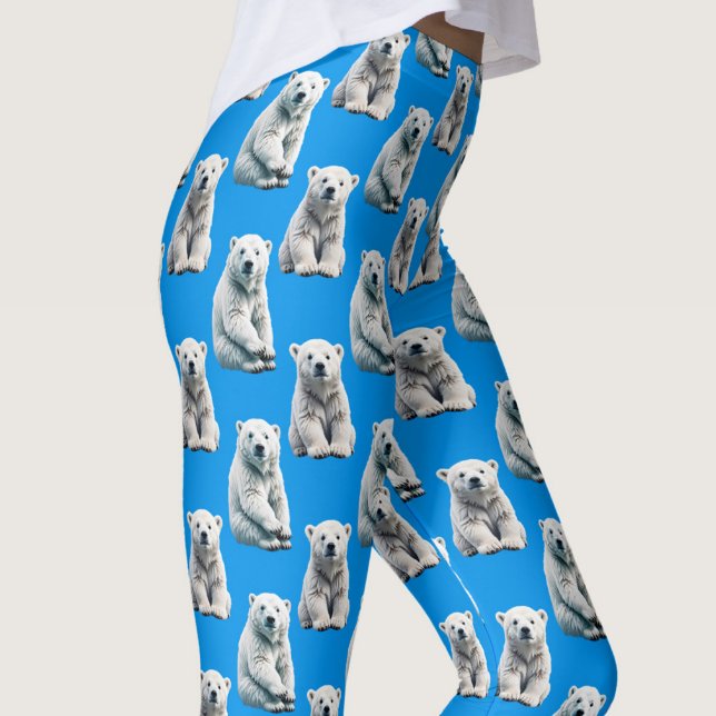 Legging Desenho de padrão de urso polar azul (Criador carregado)