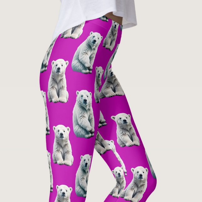 Legging Desenho de padrão de urso polar roxo (Criador carregado)