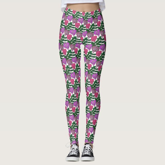 Legging Desenho de Rosa Colorido (Frente)