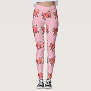 Legging desenho engraçado de porco rosa