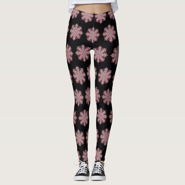 Legging Desenho Intricado de Floco de Neve (Frente)