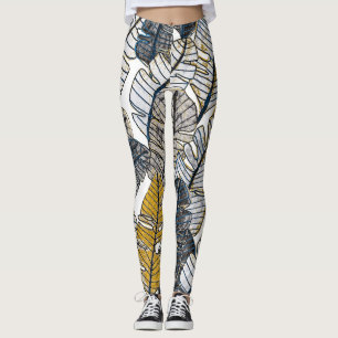 Legging Desenho manual: Folhas tropicais