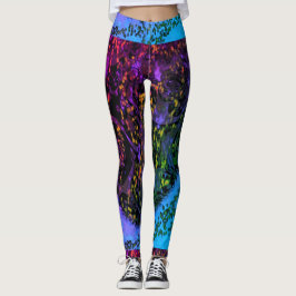 Legging Desenho MODERN de abstrato em mosaico azul-roxo