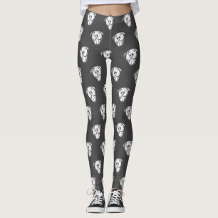 Legging desenho pitbull simples amantes de cães preto bran