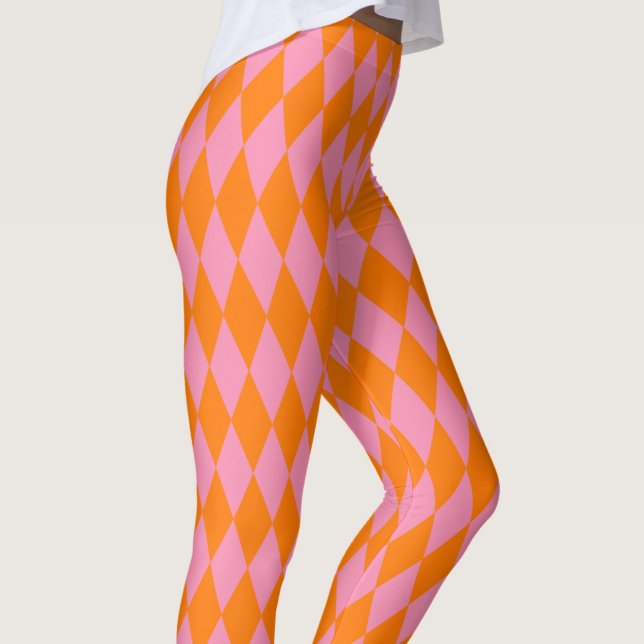 Legging Desenho Xadrez Arlequim Laranja e Rosa (Criador carregado)