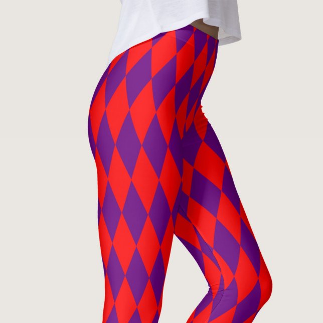 Legging Desenho Xadrez Arlequim Vermelho e Roxo (Criador carregado)
