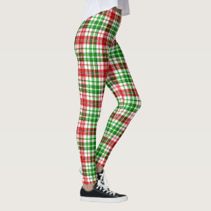 Legging Desenho Xadrez Escocês Branco Vermelho Verde