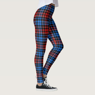 Legging Desenho Xadrez Escocês de Plaid Vermelho Azul em P