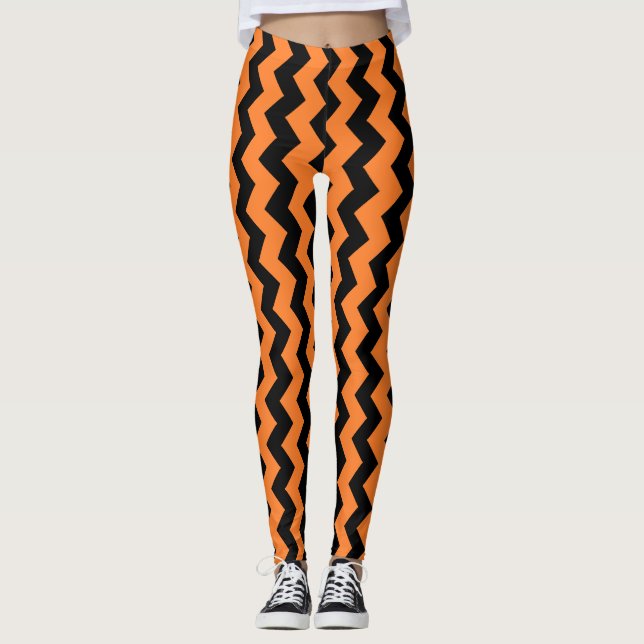 Legging Desenho Ziguezague Laranja Escolha a Cor do Fundo (Frente)