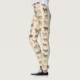 Legging Desenhos de Cão Vintage Padrão