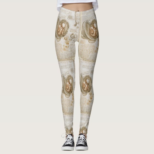 Legging Desenhos do feto de da Vinci (Frente)
