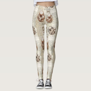 Legging Desenhos do feto de da Vinci