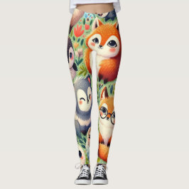 Legging desenhos engraçados de rabisco, brincadeira feliz 