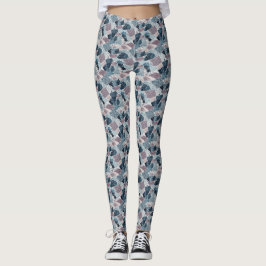 Legging Design abstrato azul e Mauve Terrazzo