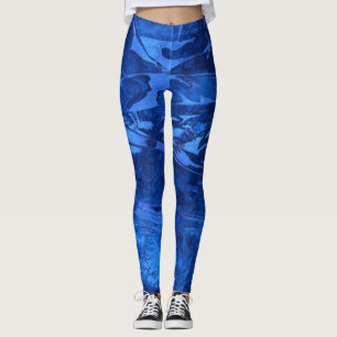 Legging Design abstrato, blues oceânicos de profundidade