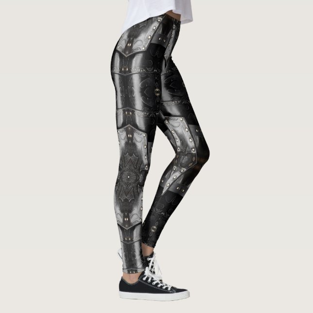 Legging Design abstrato de couro, preto (Direita)