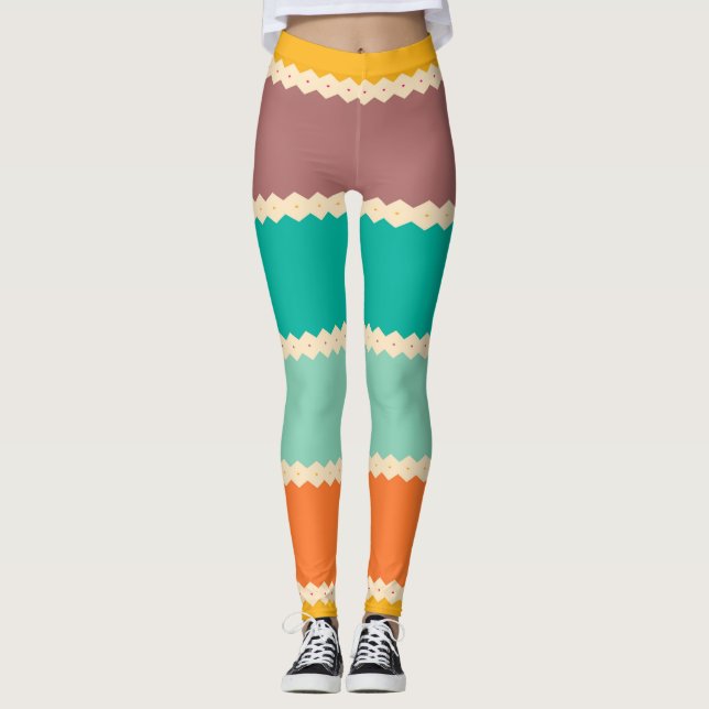 Legging Design abstrato de linhas Rhombus (Frente)