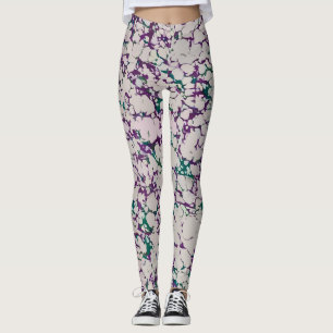 Legging Design abstrato de tinta quebrada roxa e verde