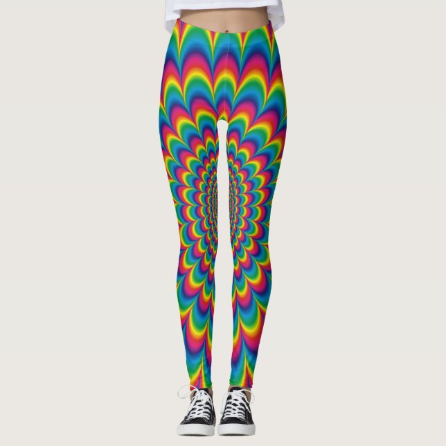 Legging Design abstrato do arco-íris psicodélico (Frente)