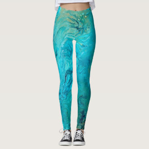 Legging Design abstrato e único esmeraldo azul