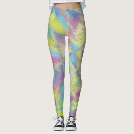 Legging Design abstrato em azul roxo amarelo