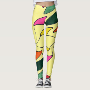 Legging Design abstrato, giro-um-actuação com muitas cor