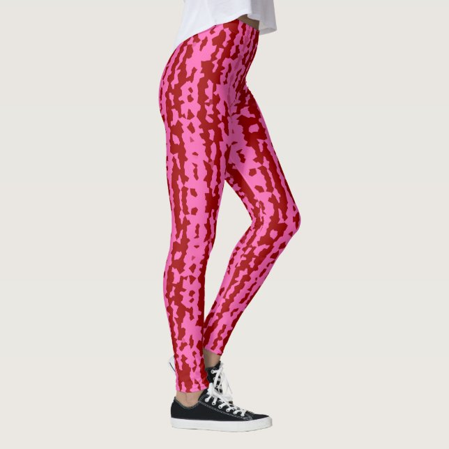 Legging Design Abstrato Irregular Rosa Marrom Vermelho (Direita)