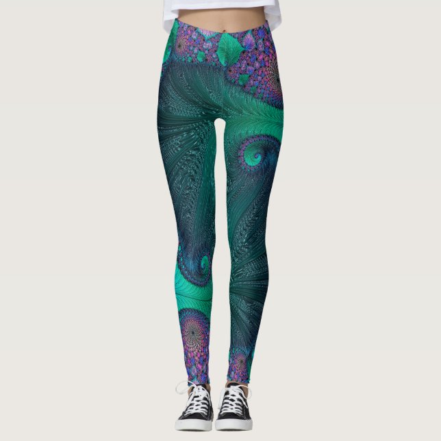 Legging Design abstrato moderno do oceano (Frente)