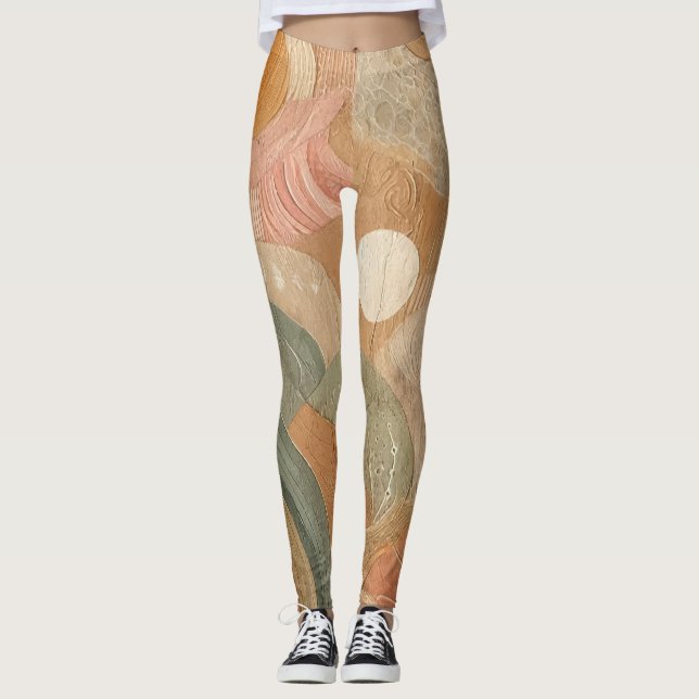 Legging Design Abstrato Retro Vintage Boêmio Terroso (Frente)