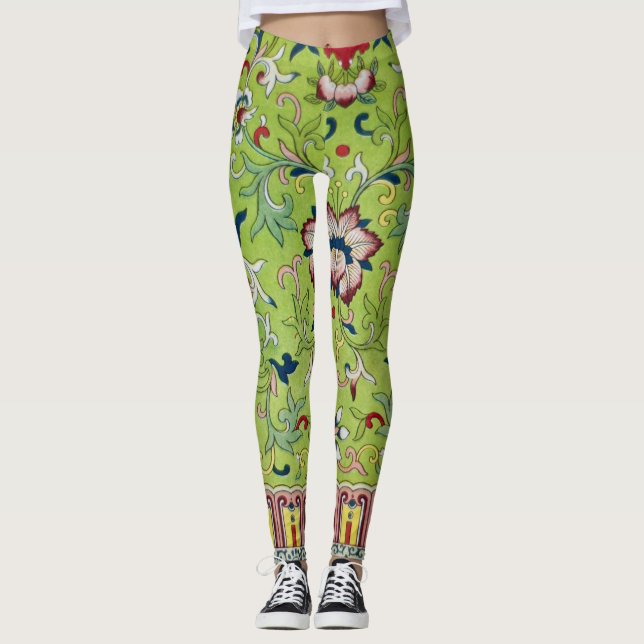Legging Design antigo do chinês em caneleiras (Frente)