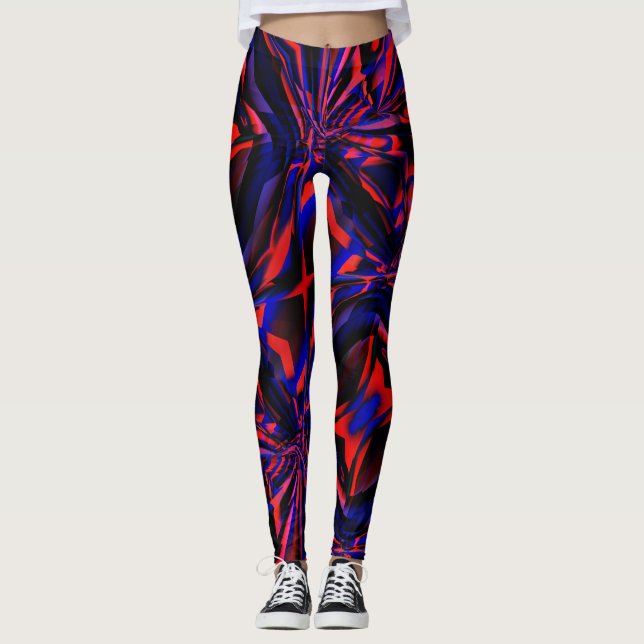 Legging Design azul de quadrados alinhados pelo objeto tor (Frente)